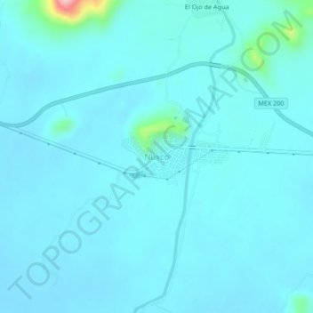 Mappa topografica Nuxco, altitudine, rilievo