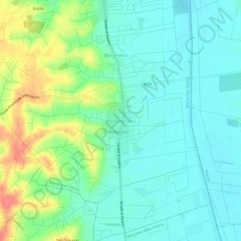 Mappa topografica Montagnano, altitudine, rilievo