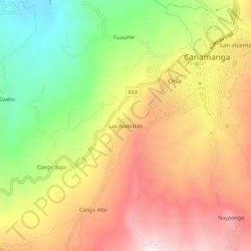 Mappa topografica Las Arabiscas, altitudine, rilievo