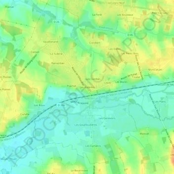 Mappa topografica Les Badelles, altitudine, rilievo