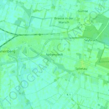 Mappa topografica Nebenstedt, altitudine, rilievo