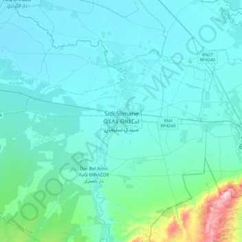 Mappa topografica Sidi Slimane, altitudine, rilievo