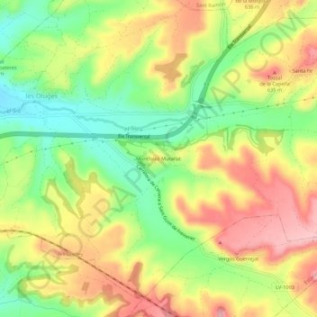 Mappa topografica Montfalcó Murallat, altitudine, rilievo