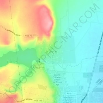 Mappa topografica Escaleras, altitudine, rilievo