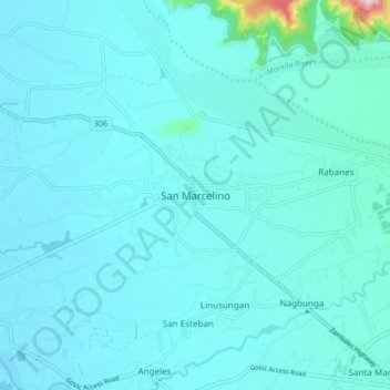 Mappa topografica San Marcelino, altitudine, rilievo