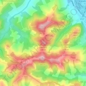 Mappa topografica Monte Gennaro, altitudine, rilievo