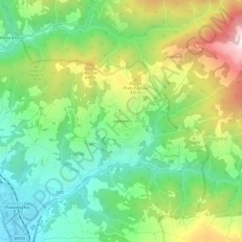 Mappa topografica Lonnano, altitudine, rilievo