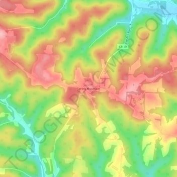 Mappa topografica Spring Mountain, altitudine, rilievo