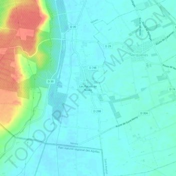 Mappa topografica Les Paluds de Noves, altitudine, rilievo