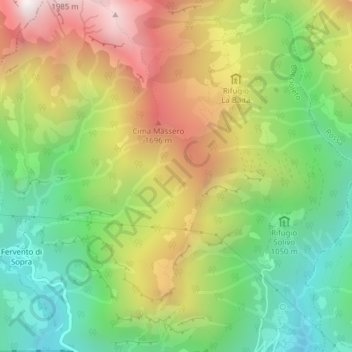 Mappa topografica Sn3, altitudine, rilievo