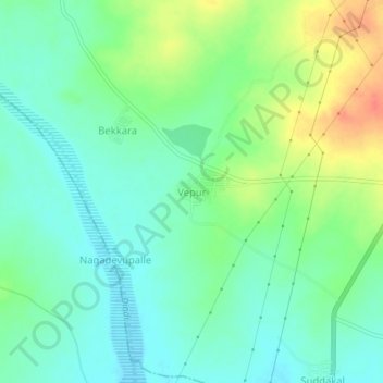 Mappa topografica Vepur, altitudine, rilievo