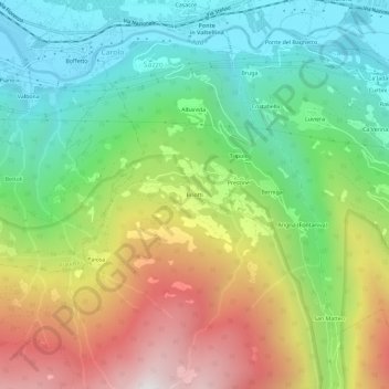 Mappa topografica Briotti, altitudine, rilievo