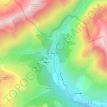 Mappa topografica Les Gourniers, altitudine, rilievo