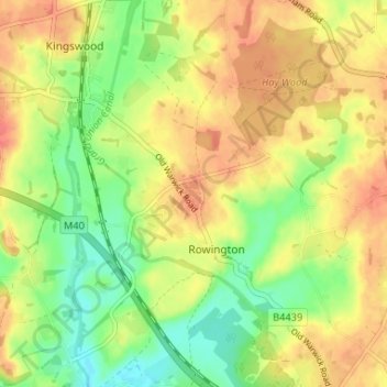 Mappa topografica Rowington Green, altitudine, rilievo