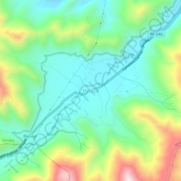 Mappa topografica Hercca, altitudine, rilievo