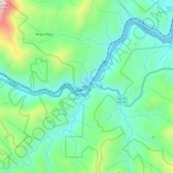 Mappa topografica Wesser, altitudine, rilievo