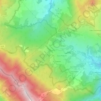 Mappa topografica La Sega, altitudine, rilievo
