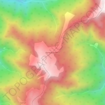 Mappa topografica Panwali Kantha, altitudine, rilievo