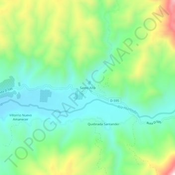 Mappa topografica Samo Alto, altitudine, rilievo