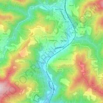 Mappa topografica Terrigoli, altitudine, rilievo