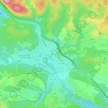 Mappa topografica Lekunberri, altitudine, rilievo