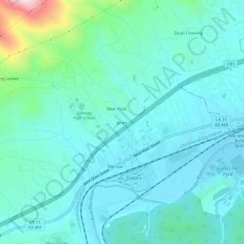 Mappa topografica Jones, altitudine, rilievo
