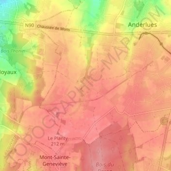 Mappa topografica Ansuelle, altitudine, rilievo