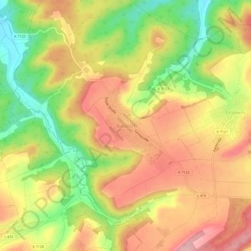 Mappa topografica Binsdorf, altitudine, rilievo