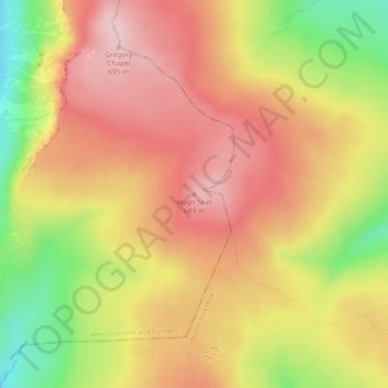 Mappa topografica Hugh Seat, altitudine, rilievo