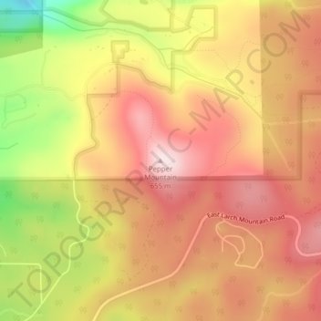 Mappa topografica Pepper Mountain, altitudine, rilievo