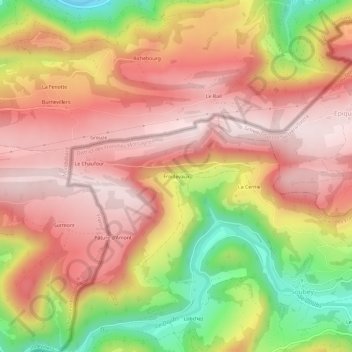 Mappa topografica Froidevaux, altitudine, rilievo