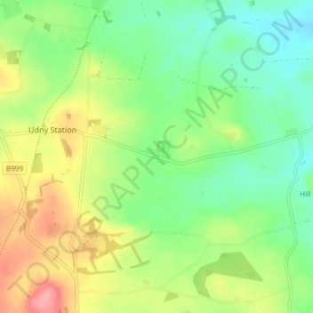Mappa topografica Cultercullen, altitudine, rilievo