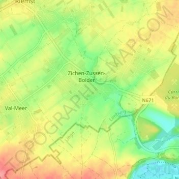 Mappa topografica Zichen, altitudine, rilievo