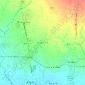 Mappa topografica Cayponce, altitudine, rilievo