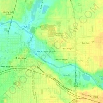 Mappa topografica Hillcrest, altitudine, rilievo