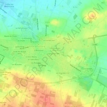 Mappa topografica Grange Marsalle, altitudine, rilievo