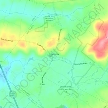 Mappa topografica Ridge Valley, altitudine, rilievo