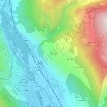 Mappa topografica Les Guions, altitudine, rilievo
