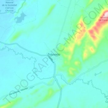 Mappa topografica Toluviejo, altitudine, rilievo