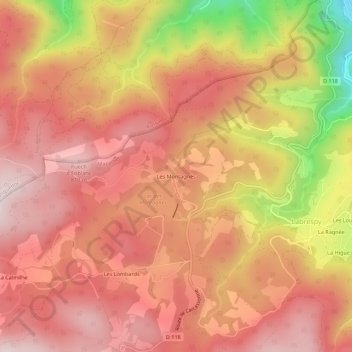 Mappa topografica Les Montagnès, altitudine, rilievo
