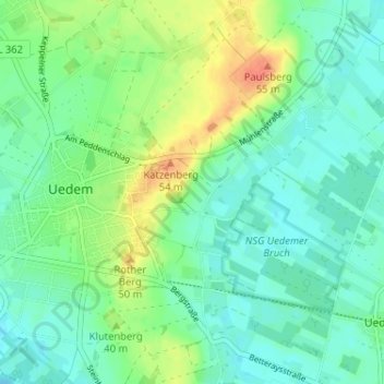 Mappa topografica Uedemerfeld, altitudine, rilievo