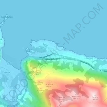 Mappa topografica Islares, altitudine, rilievo