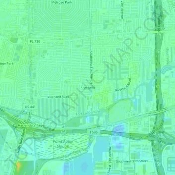 Mappa topografica Riverland, altitudine, rilievo
