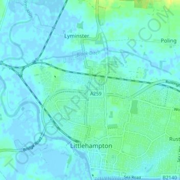 Mappa topografica Wick, altitudine, rilievo