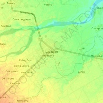 Mappa topografica Cabatuan, altitudine, rilievo