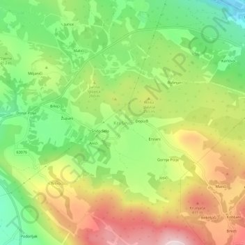 Mappa topografica Kruševo, altitudine, rilievo