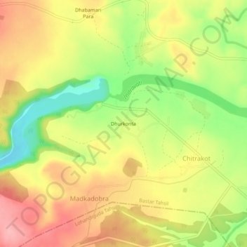 Mappa topografica Dhurkonta, altitudine, rilievo