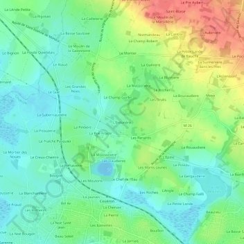 Mappa topografica L'Erdurière, altitudine, rilievo
