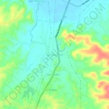 Mappa topografica San Lorenzo, altitudine, rilievo