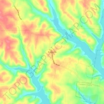 Mappa topografica Ridgeville, altitudine, rilievo